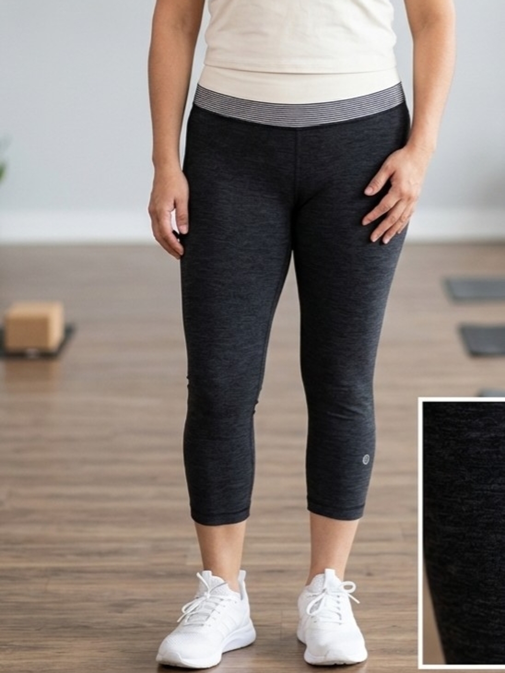 lululemon athletica Black Cross Over Waist Capri Leggings